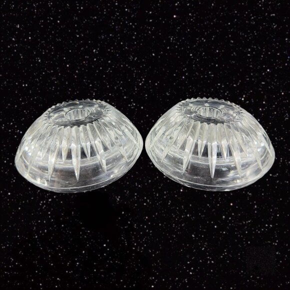 Vintage Princess House Candle Stick Holder Votive Clear Crystal Glass Set 2 VTG - Picture 1 of 11